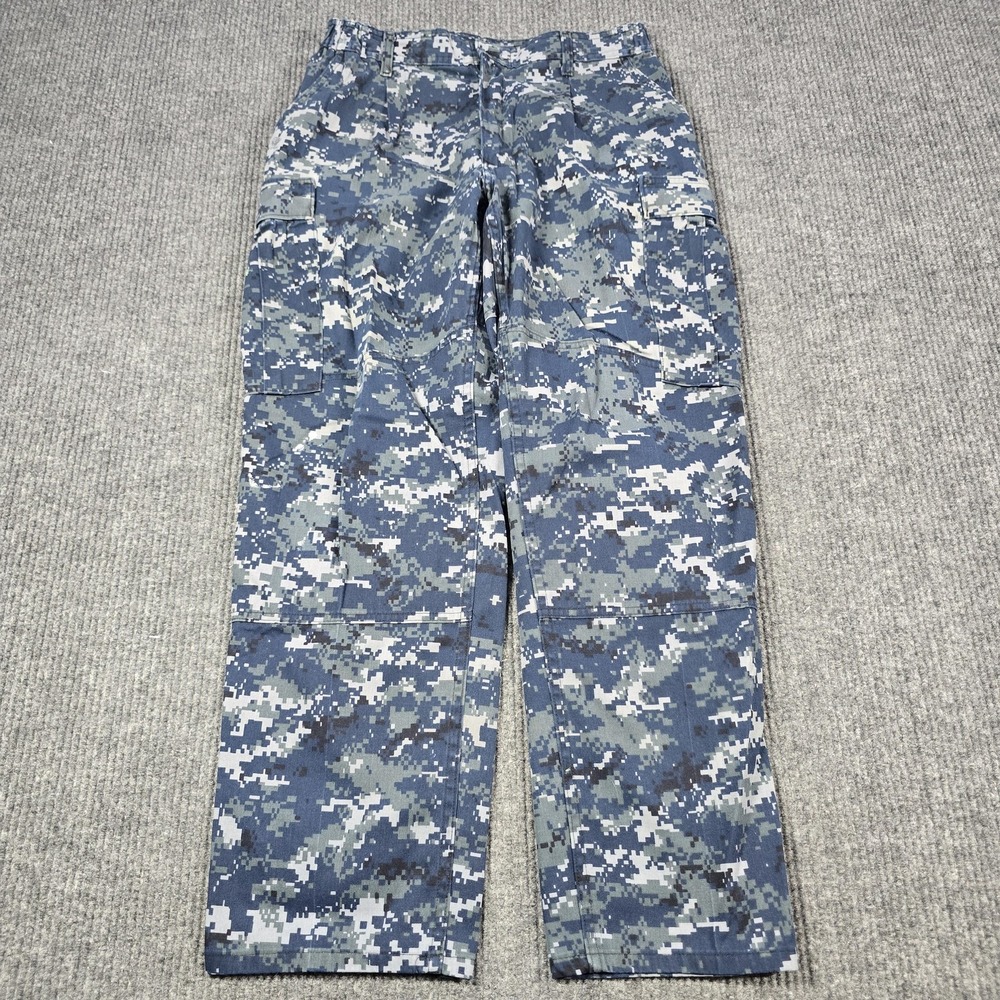 US Navy Pants Men Medium Blueberry Digital Camo Cargo Military Double Knee 30x29